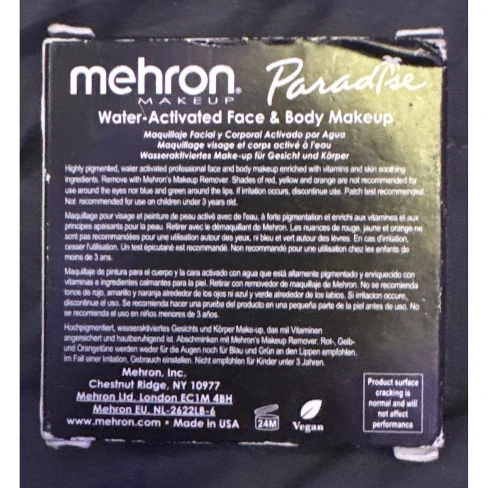 NEW Mehron Paradise Makeup AQ Brilliant Dore Gold Face Body Paint 1.4 oz 40g